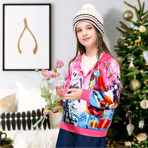 New Girl Kids Sally Christmas Hoodies Long Sleeve Casual Sweatshirt Tops - Picture 2 of 13